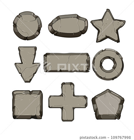 stone button set cartoon vector illustration 109767998