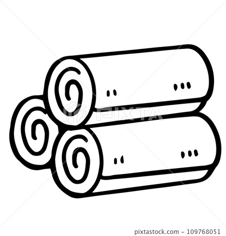 Rolled towels line drawing Rolled towels line drawing 109768051