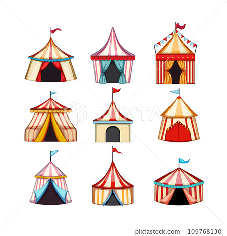 circus tent set cartoon vector illustration 109768130
