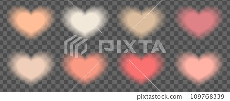 Aura Y2K Peach colored hearts collection. Set with aesthetic soft gradient trendy valentine day heart. On transparent background. Vector illustration. Aura Y2K Peach colored hearts collection. Set with aesthetic soft gradient trendy valentine day heart. On transparent background. Vector illustration. 109768339