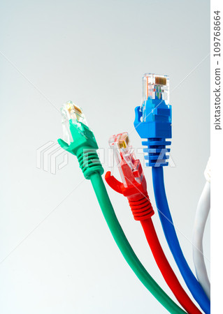 Colorful network cables switch on white background 109768664