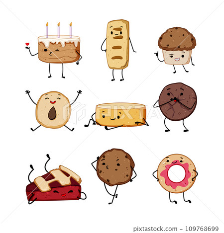 dessert character set cartoon vector illustration 109768699