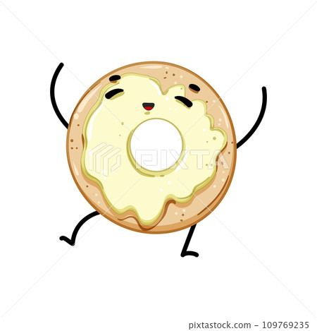 happy donut character cartoon vector illustration 109769235