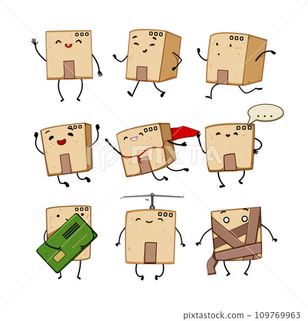 cardboard box character set cartoon vector illustration 109769963