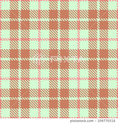 Brown, Pink and Green Argyle and Tartan Plaid Vector Pattern. Hipster Fashion Prints. Preppy Aesthetic Seamless Pattern. Shades of Brown, Pink and Green. 109770318