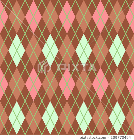 Brown, Pink and Green Argyle and Tartan Plaid Vector Pattern. Hipster Fashion Prints. Preppy Aesthetic Seamless Pattern. Shades of Brown, Pink and Green. Brown, Pink and Green Argyle and Tartan Plaid Vector Pattern. Hipster Fashion Prints. Preppy Aesthetic Seamless Pattern. Shades of Brown, Pink and Green. 109770494