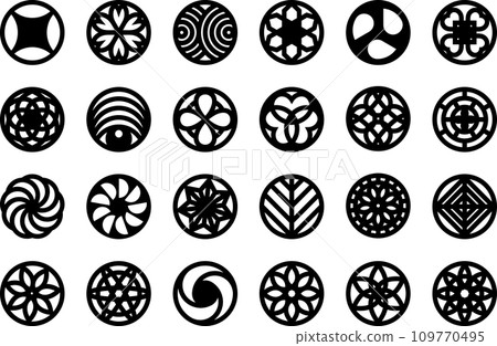Set of decorative circle coaster for laser cutting. Round abstract geometric coaster card. Laser cut design. Vector illustration 109770495