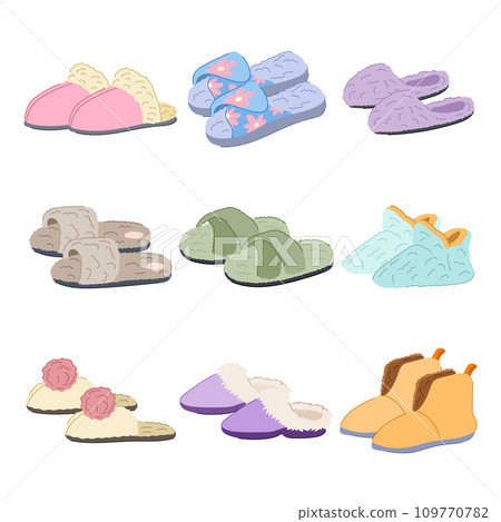 women slippers set cartoon vector illustration women slippers set cartoon vector illustration 109770782