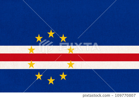 Flag of Cape verde. National Cape verde flag on fabric surface Flag of Cape verde. National Cape verde flag on fabric surface 109770807