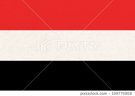 flag of Yemen. National Yemen flag on fabric surface. flag of Yemen. National Yemen flag on fabric surface. 109770808
