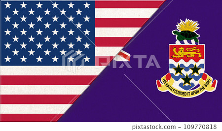 Union of two countries. Flag of USA and Cayman Islands. Two Flag Together 109770818