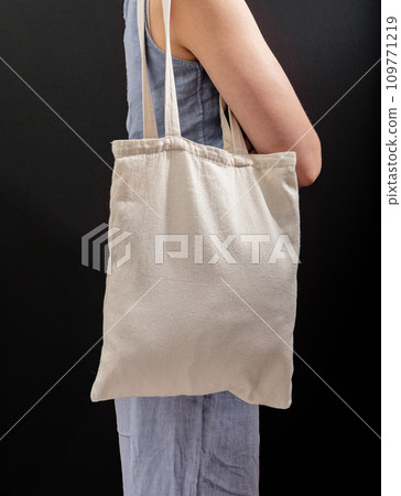 Natural cotton eco tote bag, textile linen shopper, totebag 109771219