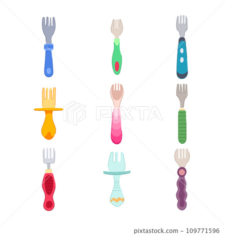 toddler fork set cartoon vector illustration 109771596