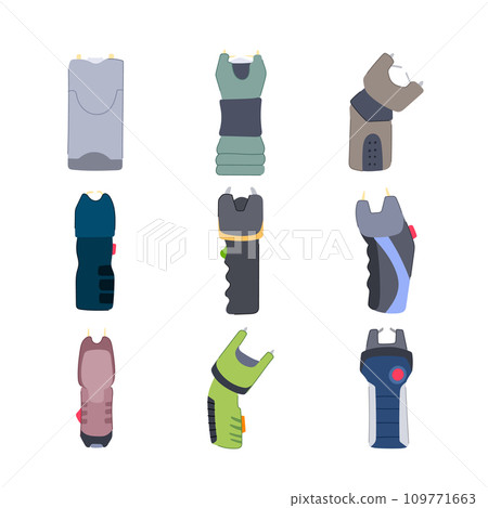 taser gun set cartoon vector illustration 109771663