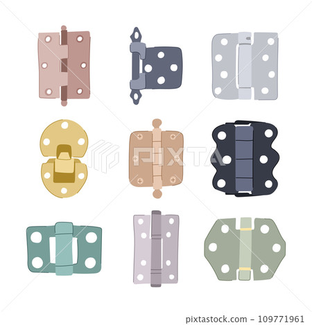 door hinge set cartoon vector illustration 109771961
