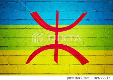 Flag of the Berber painted on a wall Flag of the Berber painted on a wall 109772216