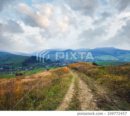 Autumn mountain country landscape (Carpathian, Ukraine). 109772457