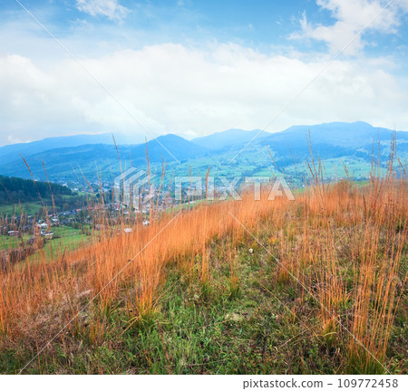 Autumn mountain country landscape (Carpathian, Ukraine). 109772458