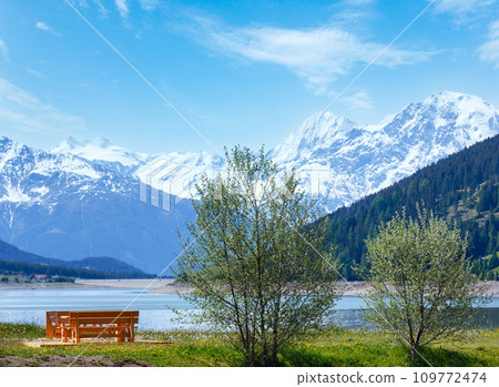 Reschensee summer landscape (Austria). Reschensee summer landscape (Austria). 109772474