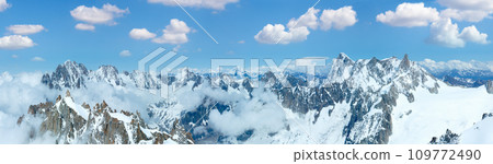 Mont Blanc mountain massif panorama (view from Aiguille du Midi Mount, France ) 109772490