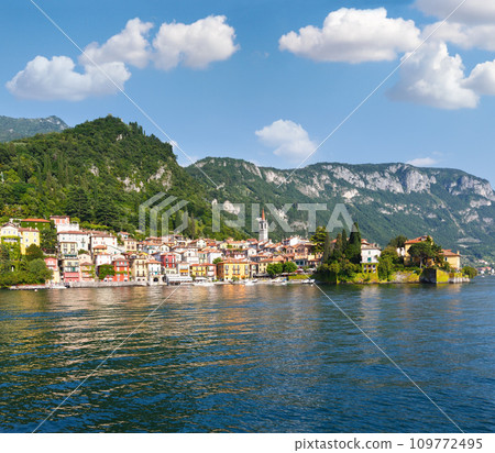 Town on Lake Como summer coast (Italy). Town on Lake Como summer coast (Italy). 109772495