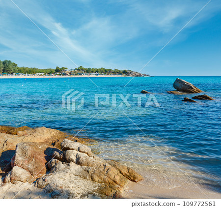 Summer morning Platanitsi beach, Sithonia, Greece. 109772561