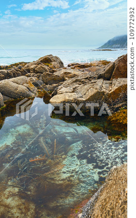 Ramberg beach summer cloudy view (Norway, Lofoten). 109772932