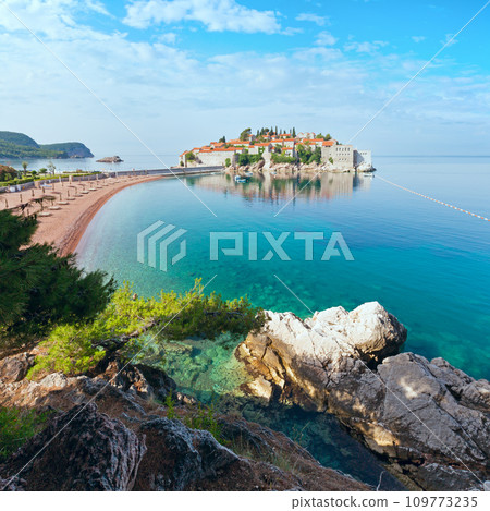 Sveti Stefan sea islet morning view (Montenegro,  Sveti Stefan) 109773235