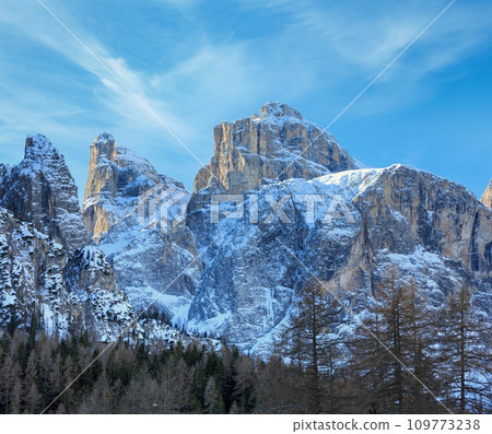 Beautiful winter rocky mountain landscape. Beautiful winter rocky mountain landscape. 109773238
