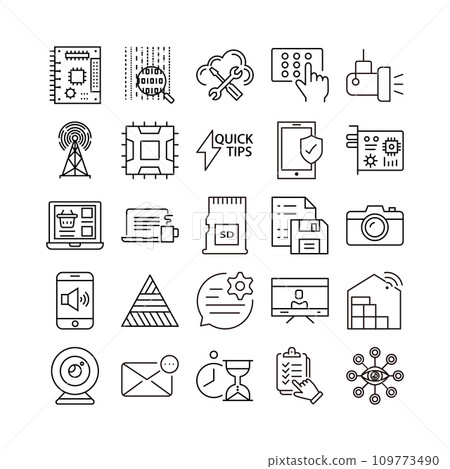 device artificial intelligence technology icon set device artificial intelligence technology icon set 109773490