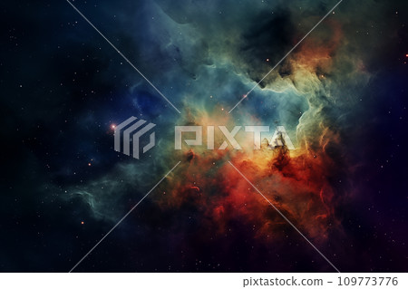 AI-generated content. Galactic nebula in bright colors. 109773776