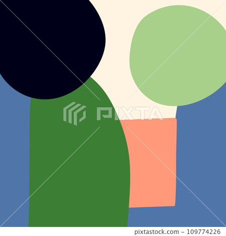 Simple abstract geometric background with hand drawn shapes. Minimal aesthetic square banner template for social media 109774226