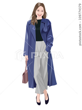 一個女人站在一件外套的插圖 109774379