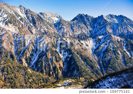 Kagamihira and the Hotaka Mountain Range in the Northern Alps Kagamihira and the Hotaka Mountain Range in the Northern Alps 109775181