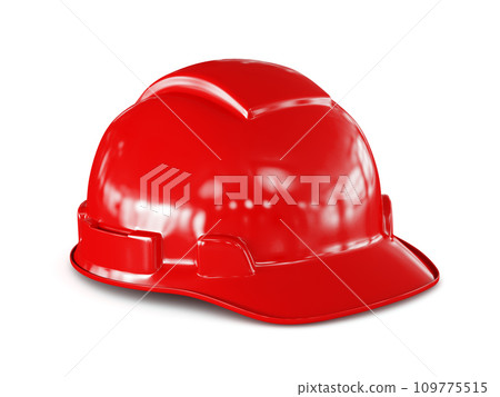 Red hard hat of construction worker isolated 109775515