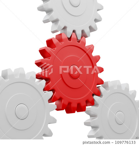 Gear cogwheels working together on white 109776133