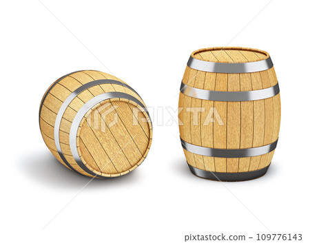 Wooden barrel isolated on white Wooden barrel isolated on white 109776143