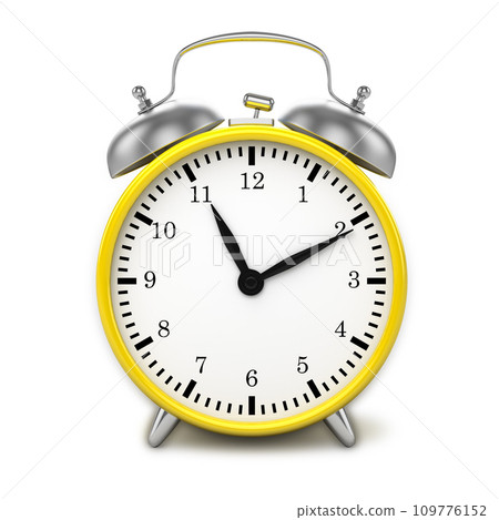 Yellow retro styled classic alarm clock isolated Yellow retro styled classic alarm clock isolated 109776152