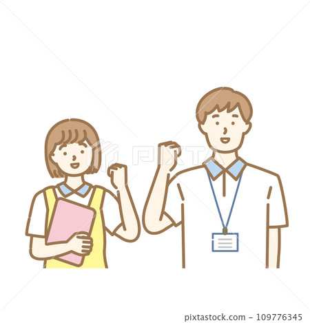 男女護理人員打拳頭插畫素材 109776345