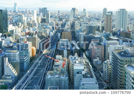 Osaka city seen from the top floor of Orix Osaka head office building Osaka city seen from the top floor of Orix Osaka head office building 109776700