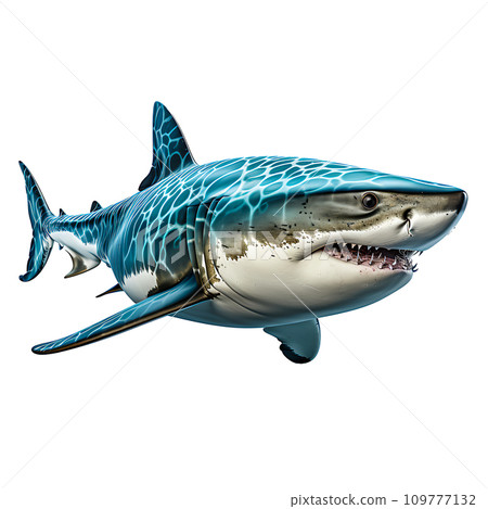 Graceful Yet Fierce: Encounter with a Predatory Shark in the Depths of the Ocean's Wilderness, Generative Ai 109777132