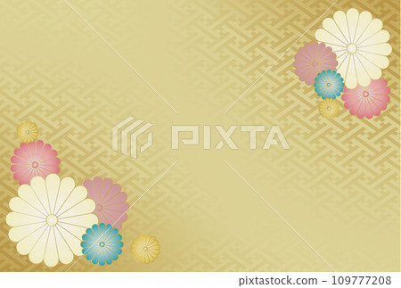 Japanese pattern background celebration chrysanthemum and saaya shape 109777208