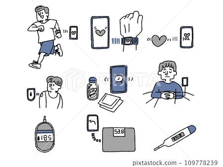 Comical hand-drawn people vector, color line drawing 109778239