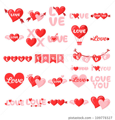 Happy Valentine's Day clipart, Love you, love text 109778327
