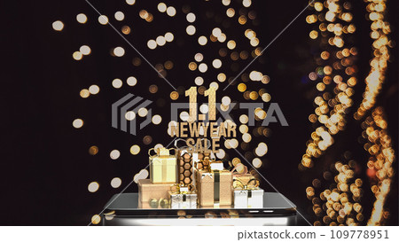 The gift box for new year shopping concept 3d rendering The gift box for new year shopping concept 3d rendering 109778951