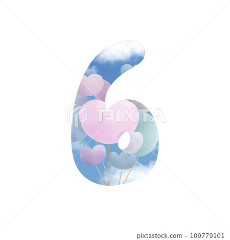 Number six  with bunch of balloon 109779101