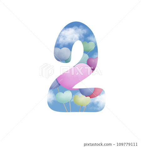 Number two  with bunch of balloon 109779111