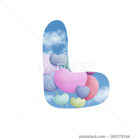 Alphabet letter L With bunch of balloons  109779184