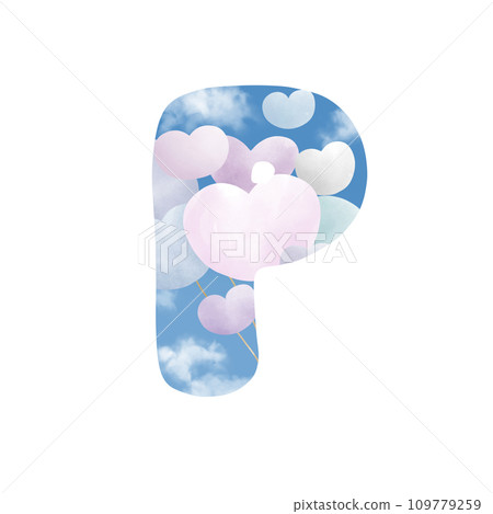 Alphabet letter P With bunch of balloons  109779259