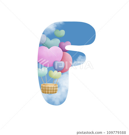 Alphabet letter F with bunch of balloons  109779388